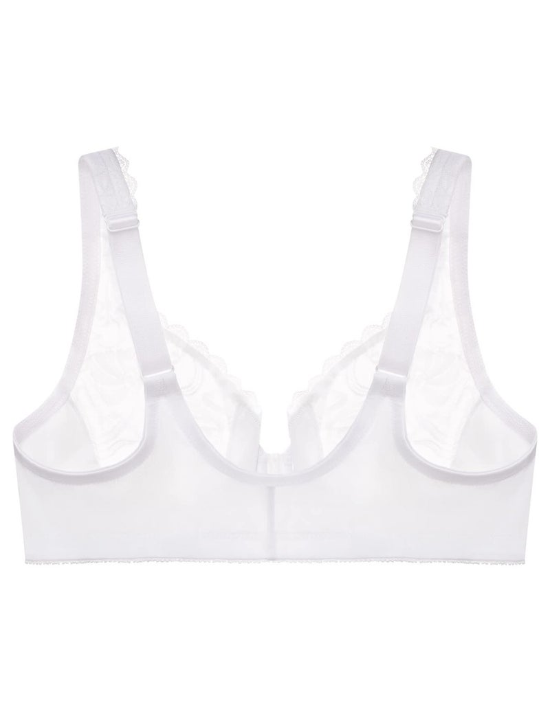 Glamorise Full Figure Plus Size Wonderwire Front-Closure Stretch Lace Bra Underwire #9245 White - Image 5